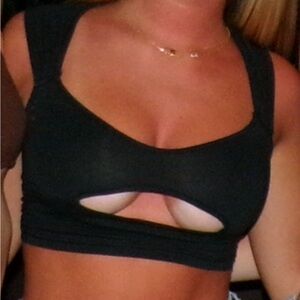 SHEIN Black Cutout Crop Top with Square Neckline